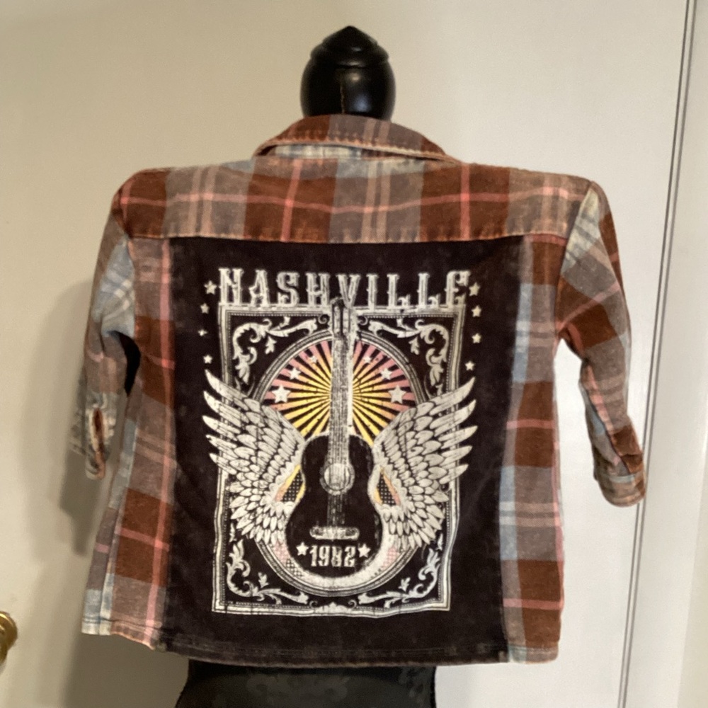 Tullabee Plaid Shirt with Nashville Guitar Design 2T